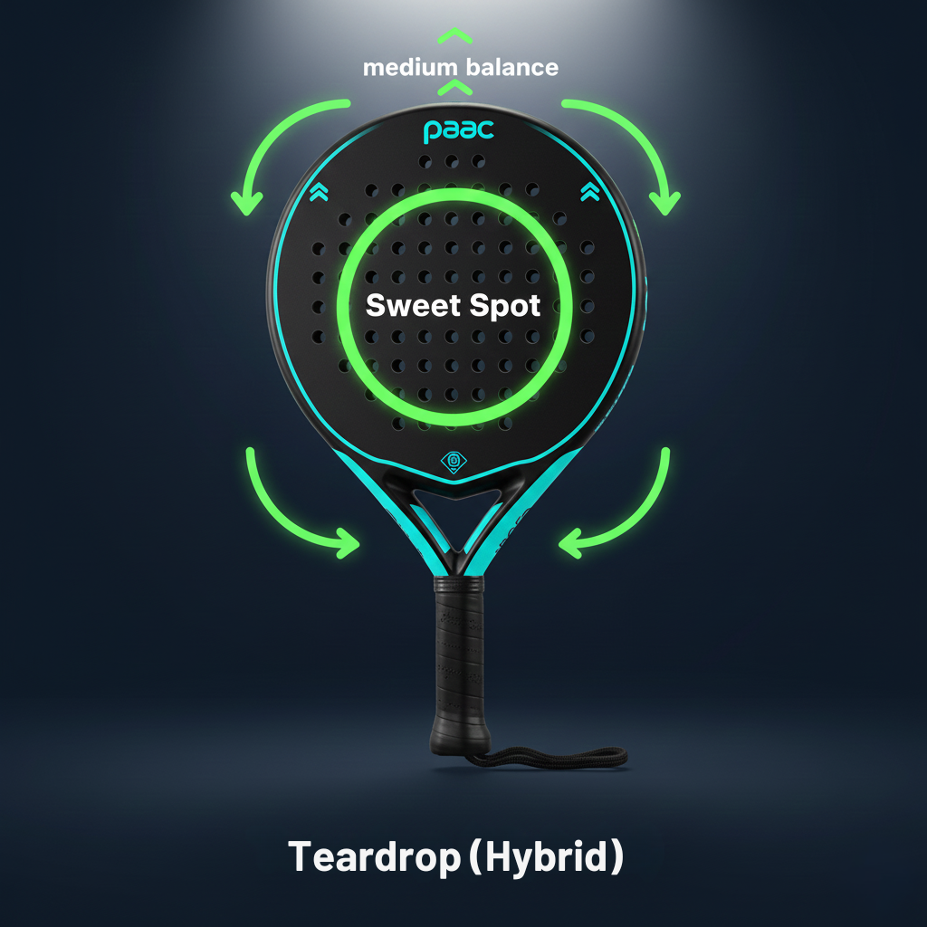 Raket padel jenis teardrop