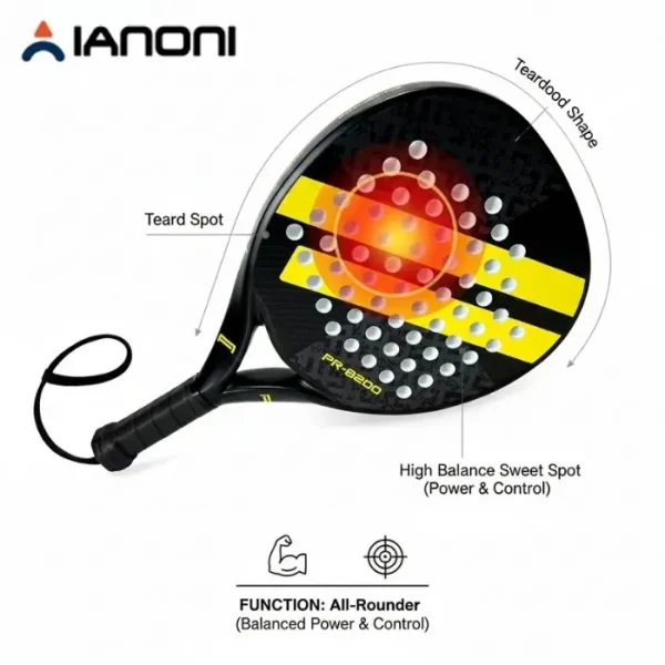 Raket Padel Carbon Ianoni PR8200 Yellow